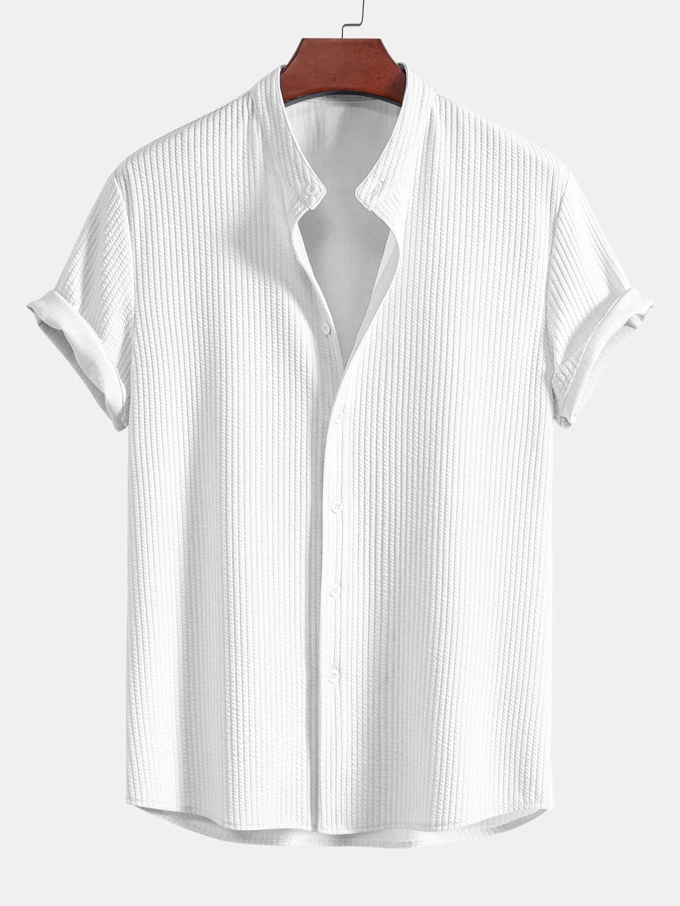 Muscle Fit Ribbed Collar Shirt