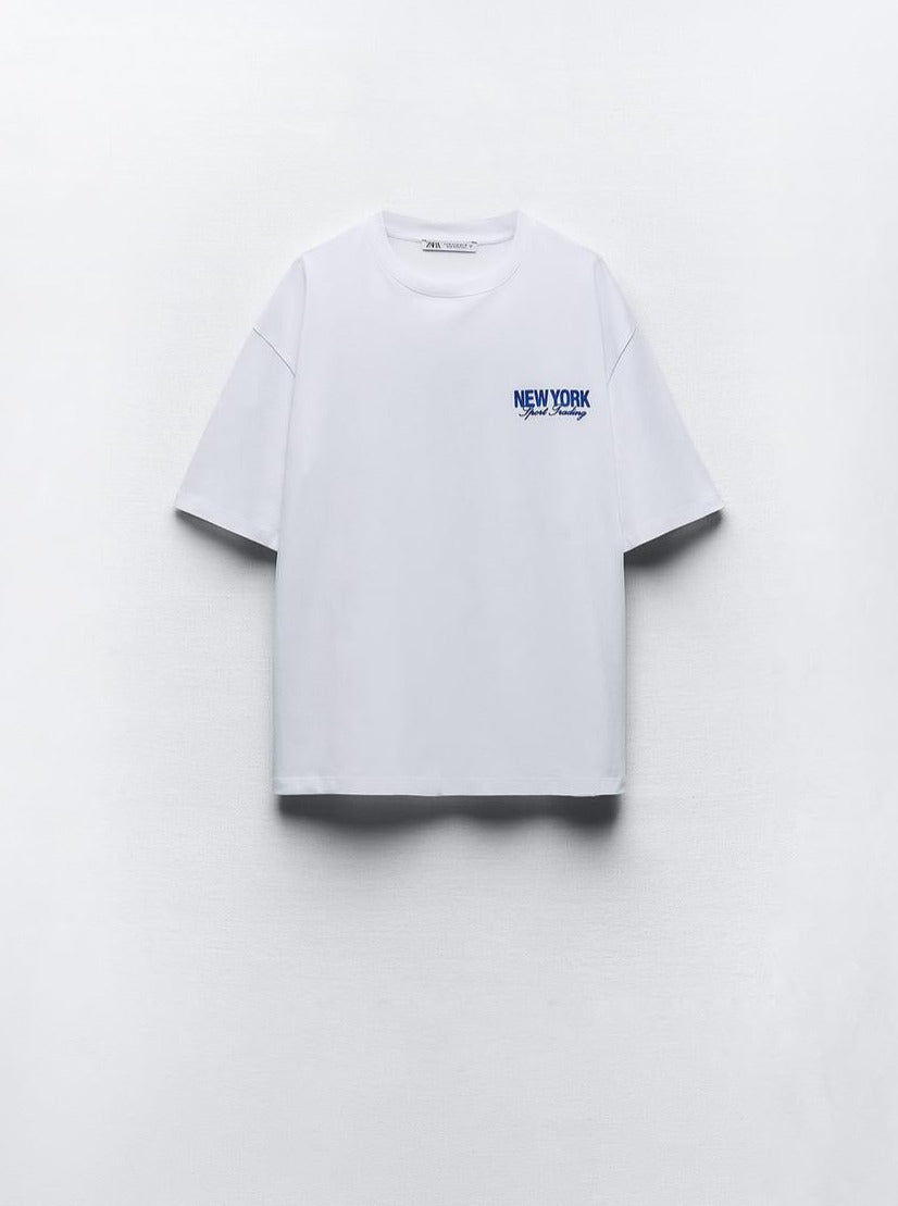 Retro Clean Fit Simple Slogan Letter Short Sleeve Oversize Shirt