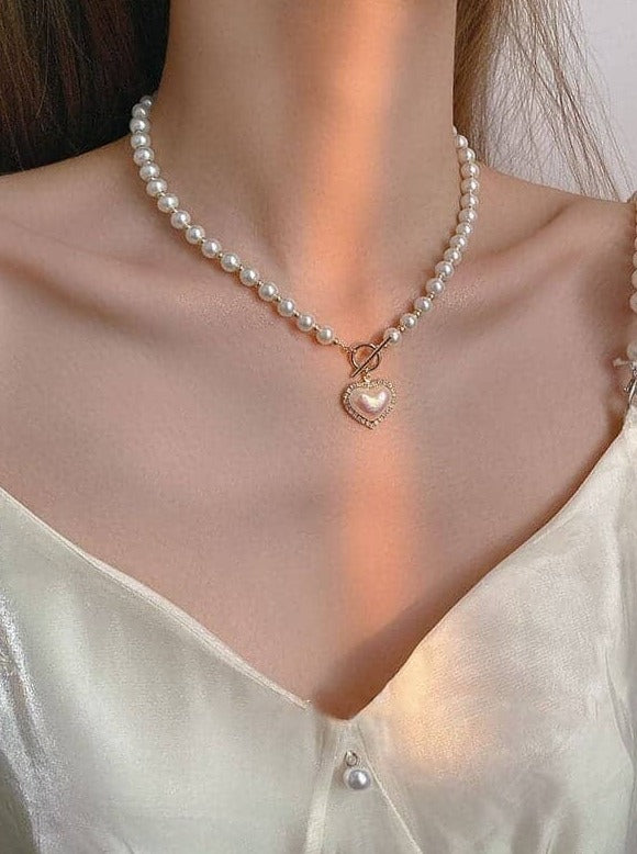 Pearl Heart Pendant halskæde