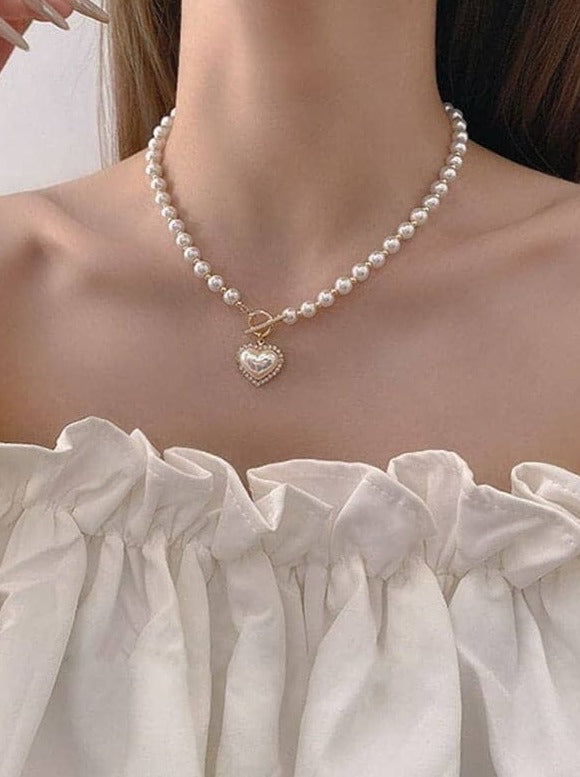 Pearl Heart Pendant halskæde