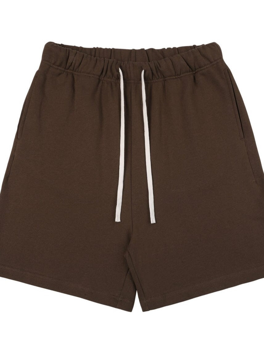 Elastic Waist Cotton Shorts PinchBox Dark Brown S 