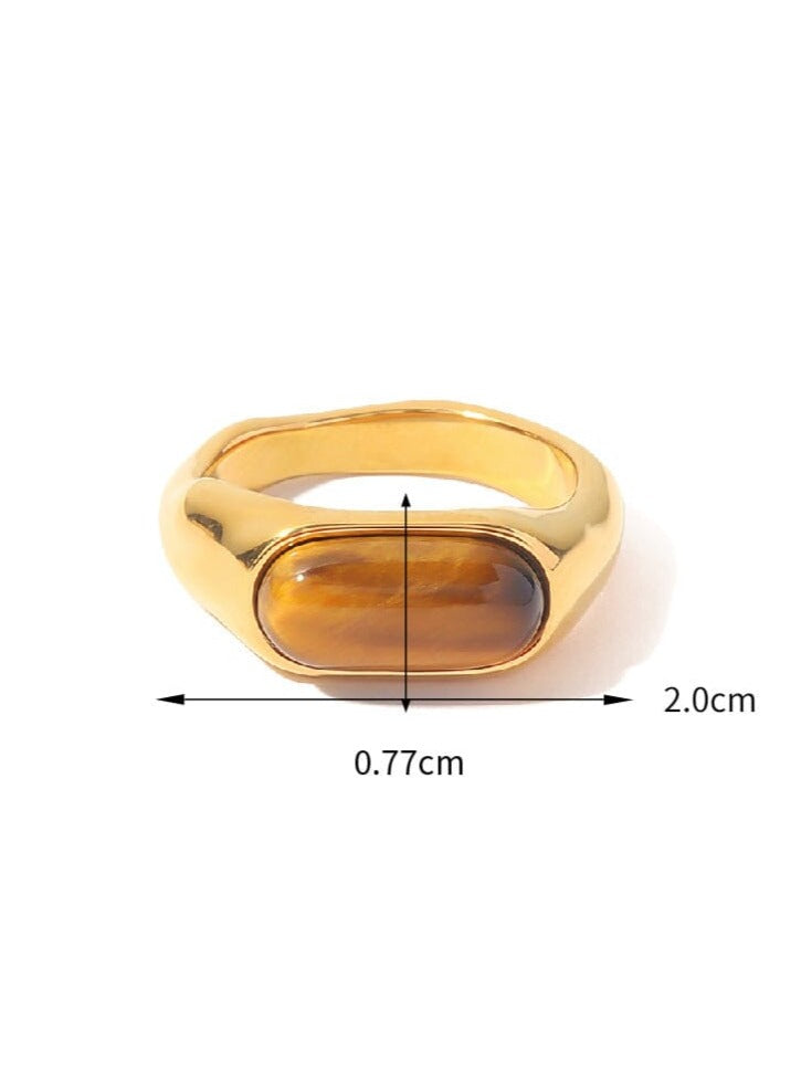 Stainless Steel Inlaid Natural Stone Ring PinchBox 