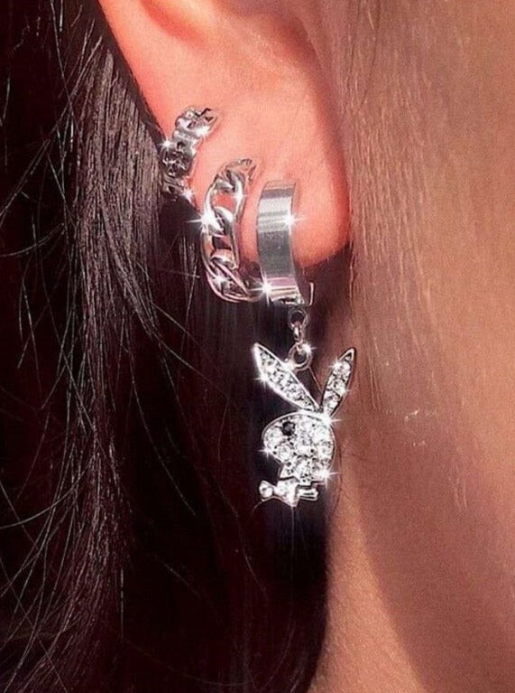 Y2K Rhinestone Rabbit Earrings Earrings Pinchbox 